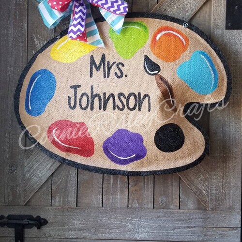 Art Paint Palette Burlap Door Hanger Decoration and Wreath Etsy