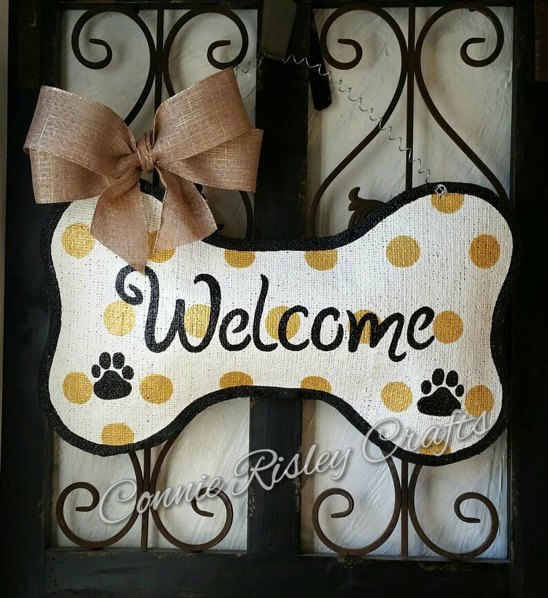 Dog Bone Burlap Door Hanger Decoration and Wreath Replacement Etsy