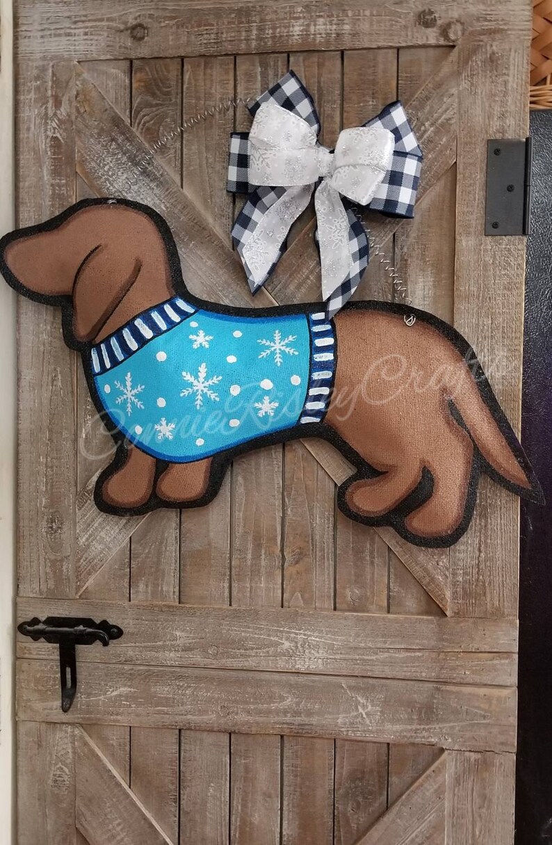 Dachshund Burlap Door Hanger Etsy