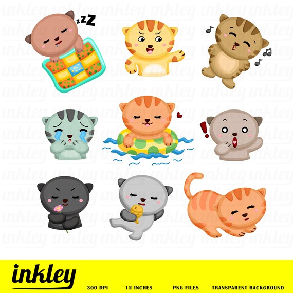 Download Cute Cats Clipart Cute Animal Clip Art Home Pet Free Svg Etsy PSD Mockup Templates