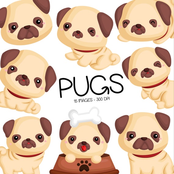 Download Free Cute Pugs Clipart Dog Breed Clip Art Cute Animal Clipart Etsy SVG Cut Files