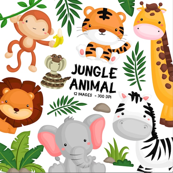 Download Jungle Animal Clipart Cute Animal Safari Clipart Free Etsy