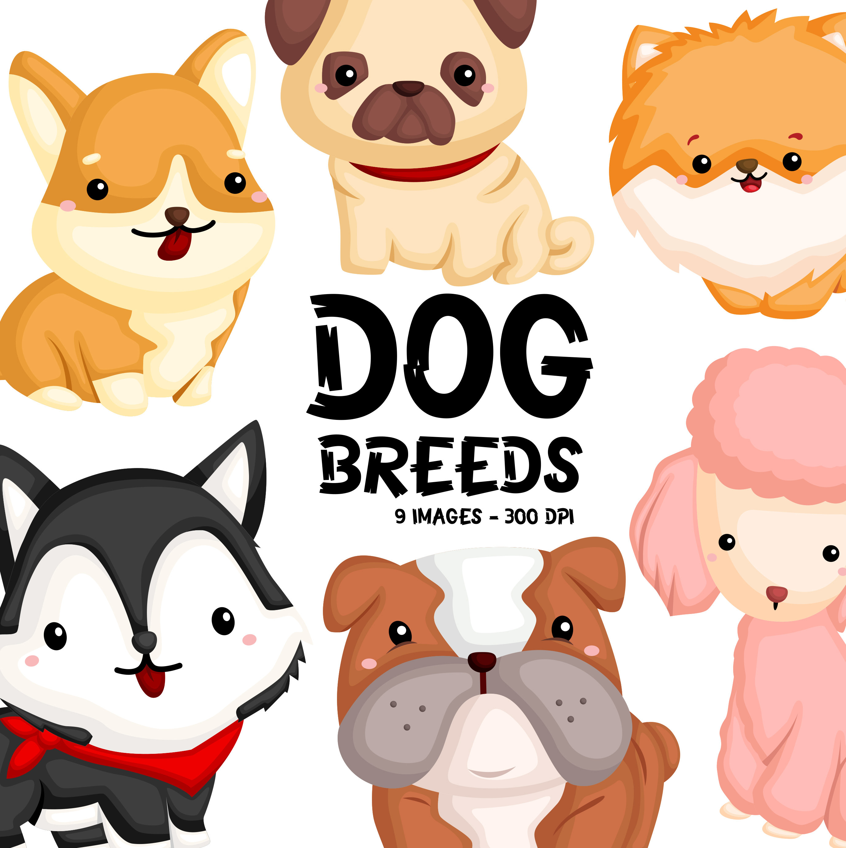 Download Dog Breeds Clipart Cute Dogs Clip Art Home Pet Free Svg Etsy