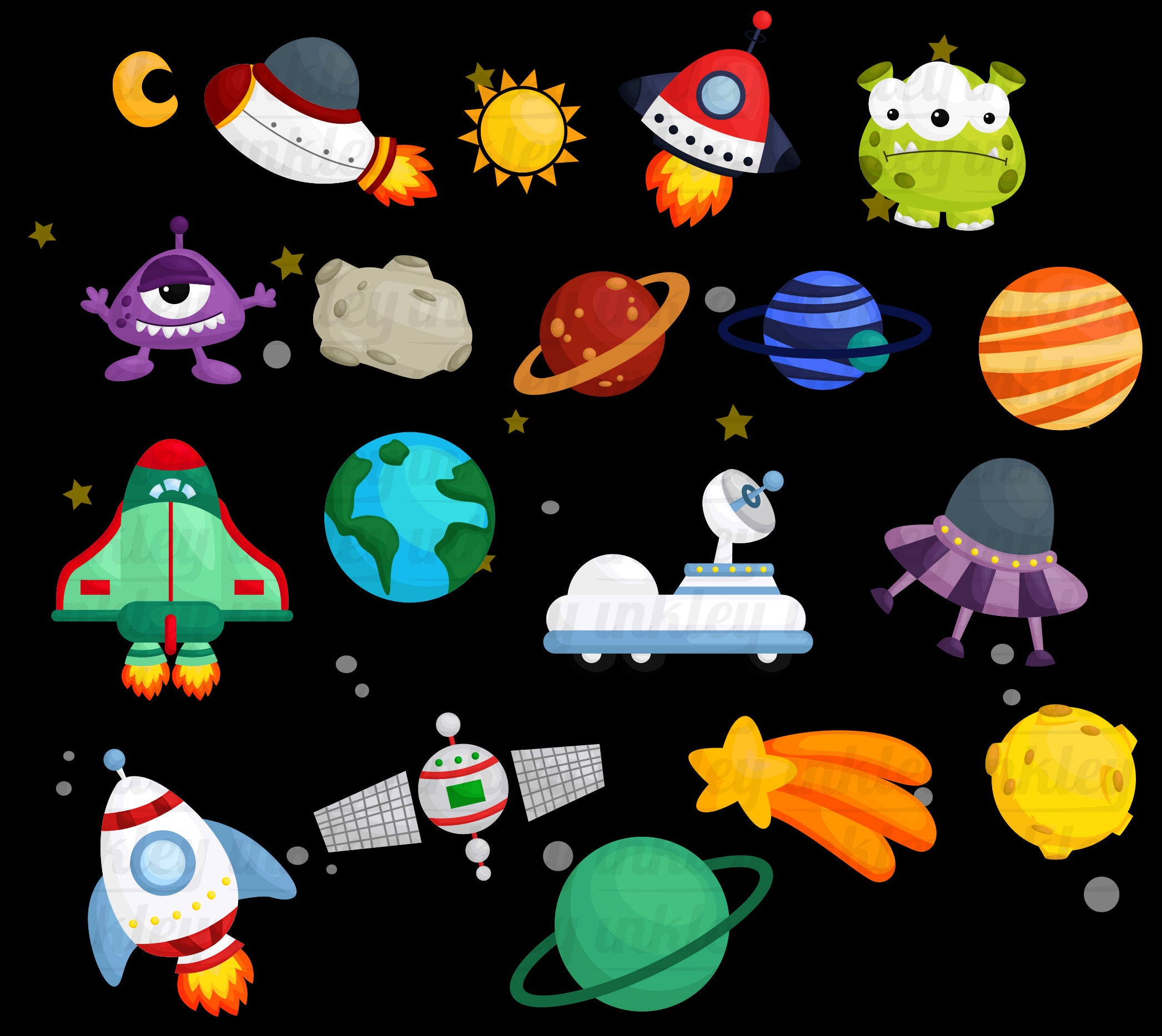 Galaxy and Space Clipart Space and Exploration Clip Art Etsy