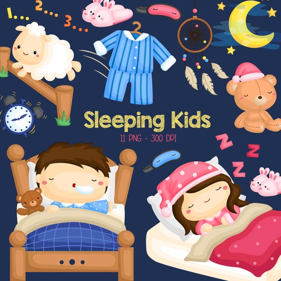 Sleeping Kids Clipart Cute Kid Clip Art Dream And Sleep Etsy