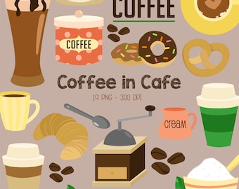 Coffee in Cafe Clipart - Food and Beverage Clip Art - Coffee Latte - Free SVG on Request