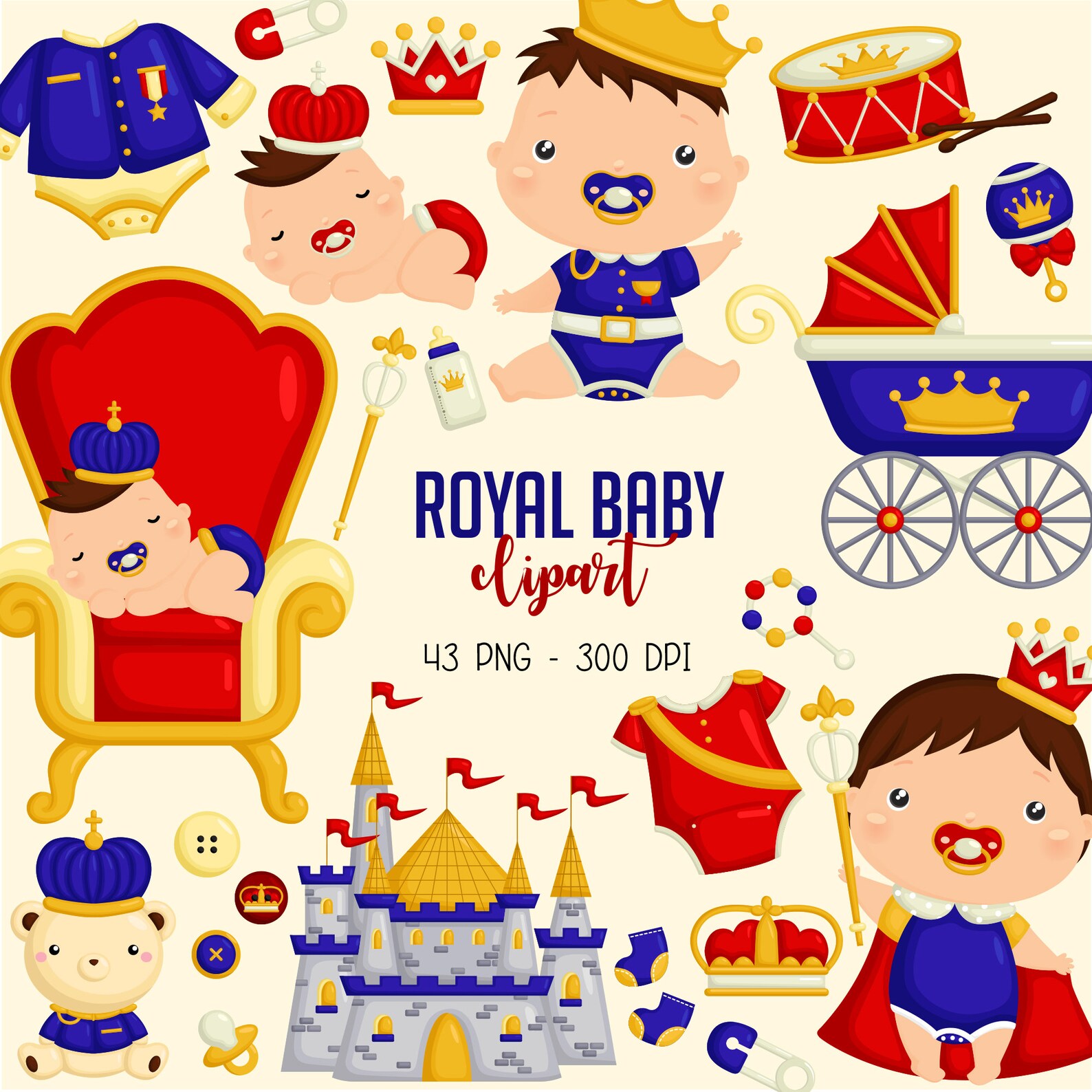Royal Baby Clipart Baby Boy Clip Art Cute Kingdom Prince | Etsy