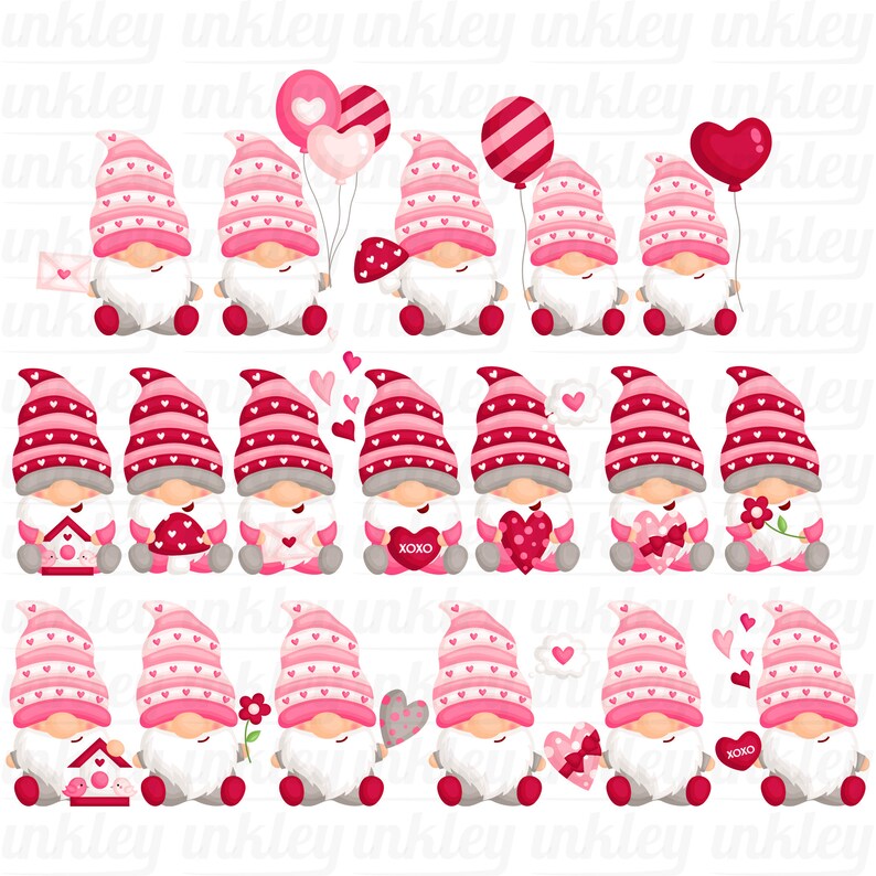 Valentine Gnome Clipart Cute Valentine Clipart Love | Etsy