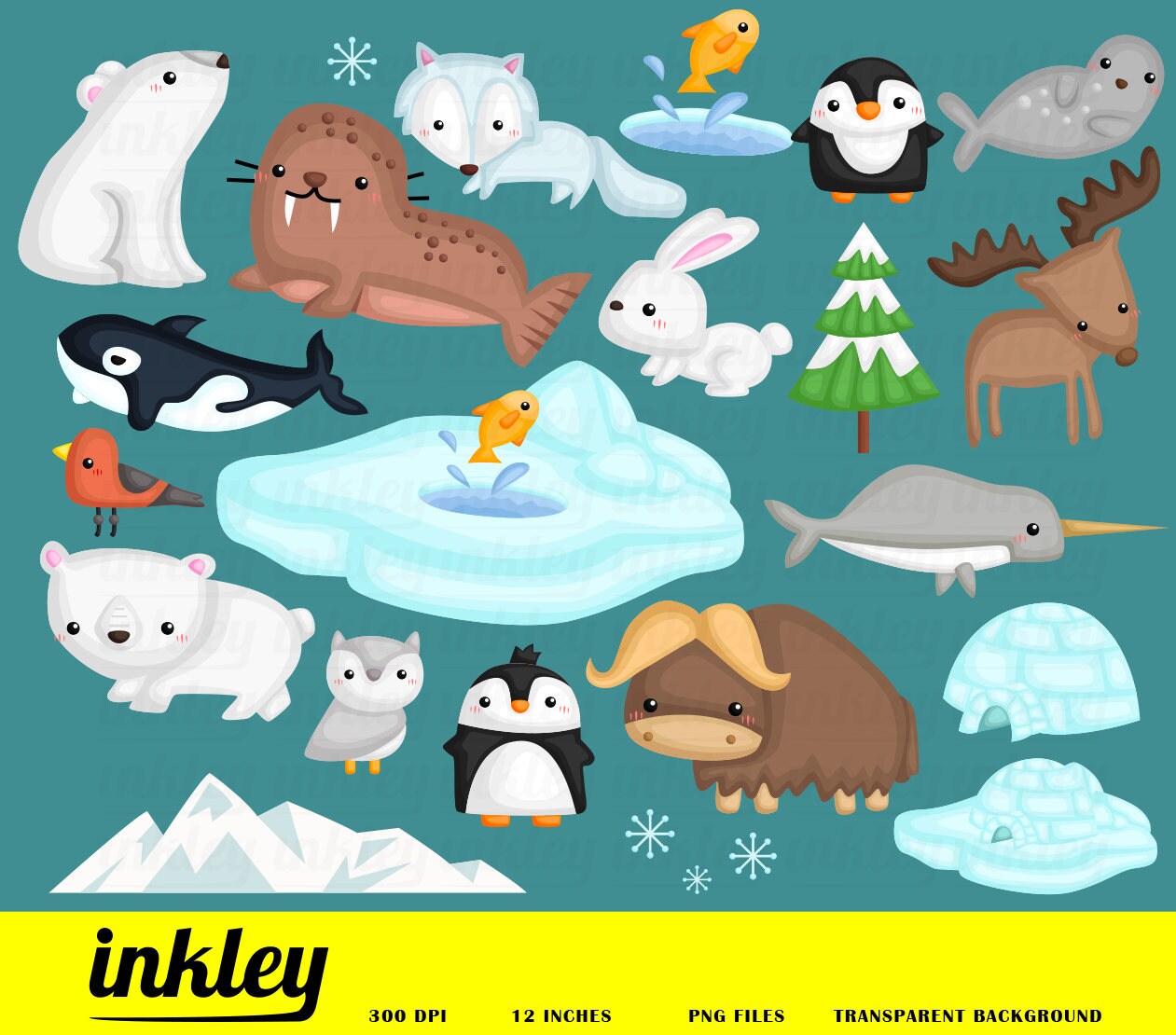 Arctic Animal Clipart Arctic Animal Clip Art Arctic Animal | Etsy