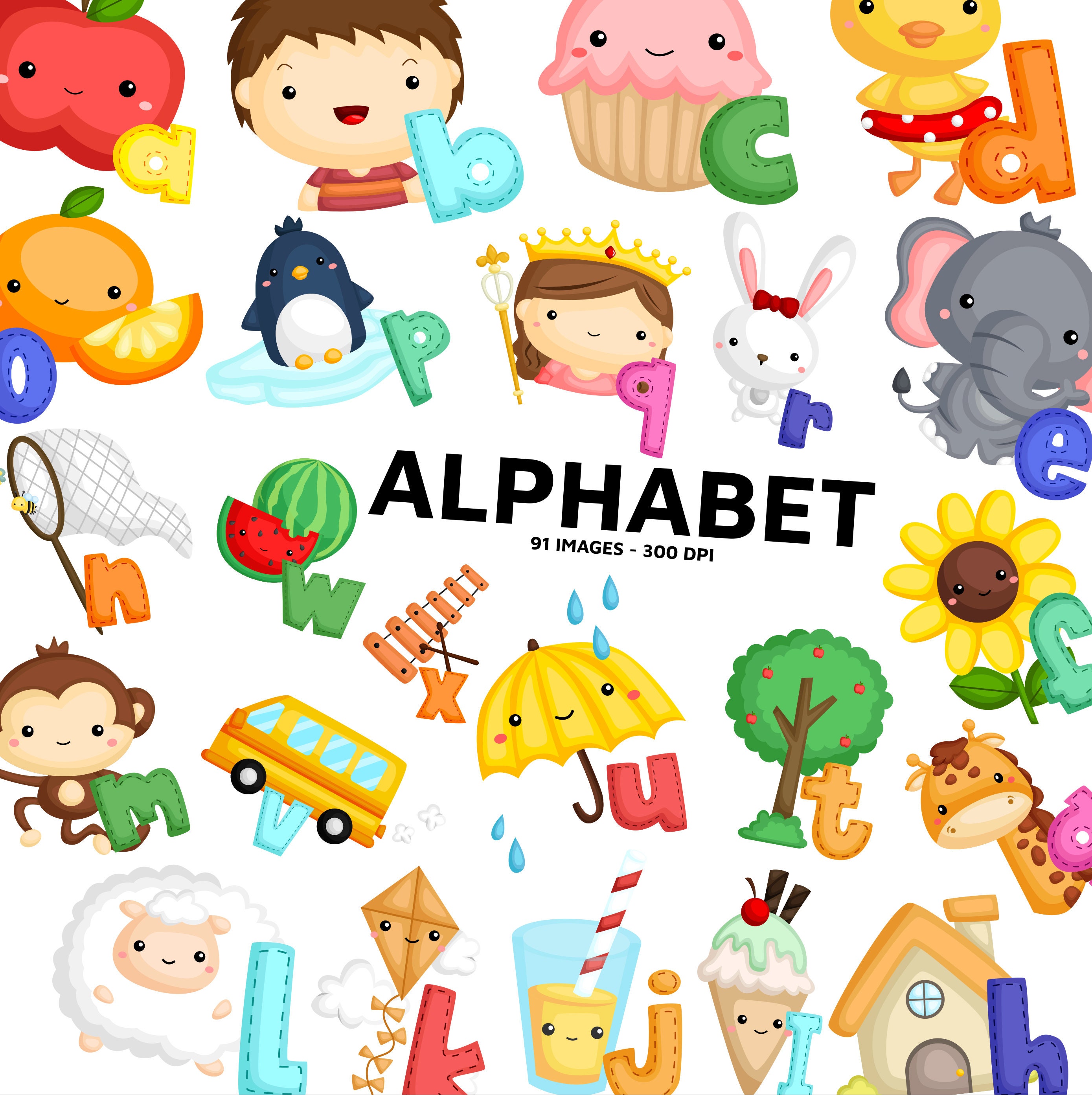 Download Alphabet Clipart A To Z Clip Art Cute Object And Animal Free Svg On Request