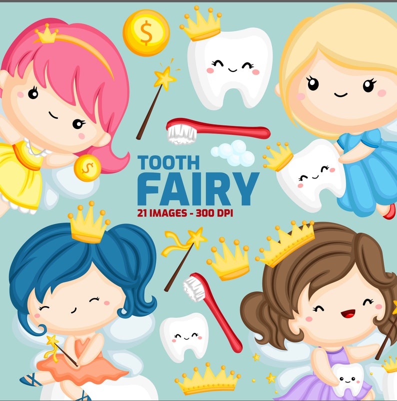Tooth Fairy Clipart Cute Fairy Clip Art Kids Story Free | Etsy