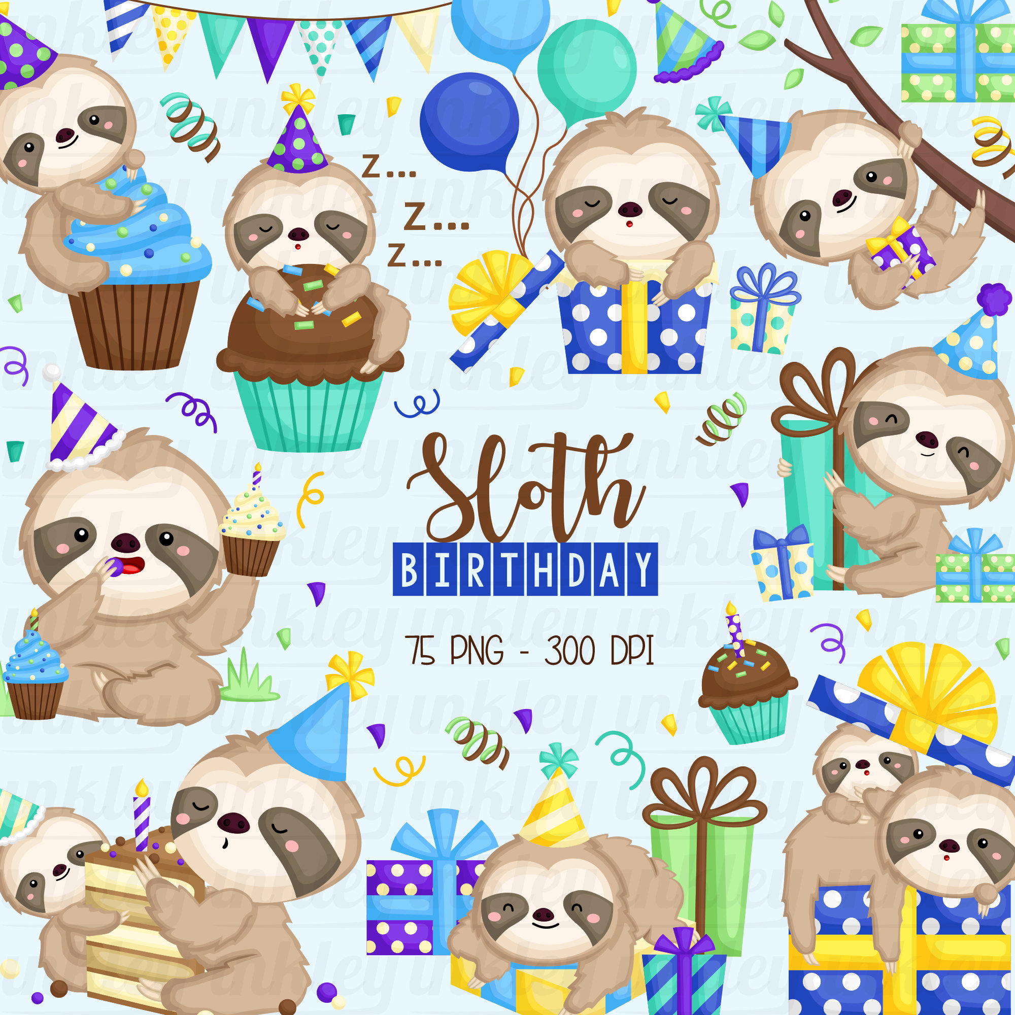 Download Birthday Sloth Clipart Cute Sloth Clip Art Birthday Party Clipart Free Svg On Request