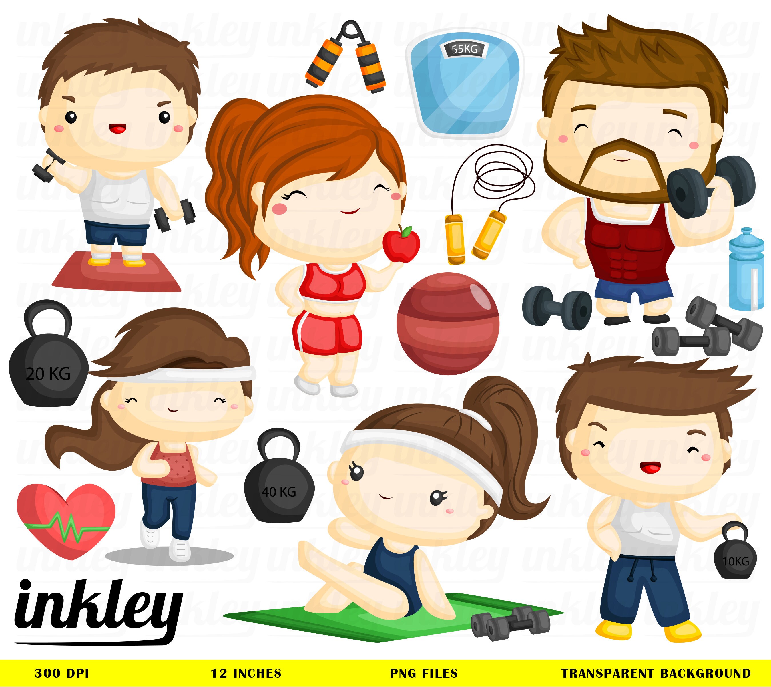 Fitness Clipart Fitness Clip Art Fitness Png Weightlifting Etsy