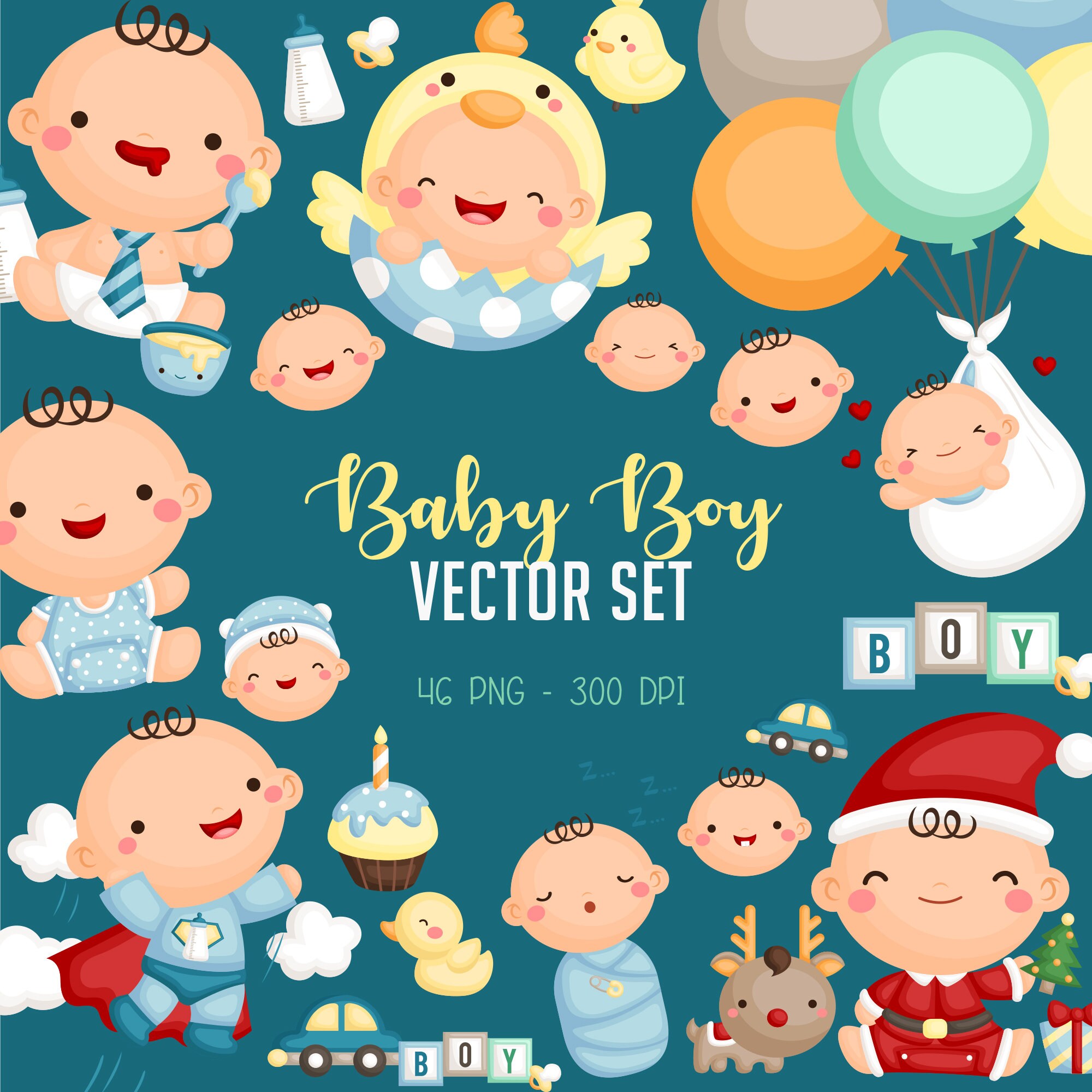 Download Cute Baby Boy Clipart Cute Babies Clip Art Baby Shower Etsy