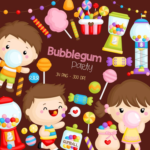 Bubblegum And Kids Clipart Cute Kids Clip Art Candy Etsy