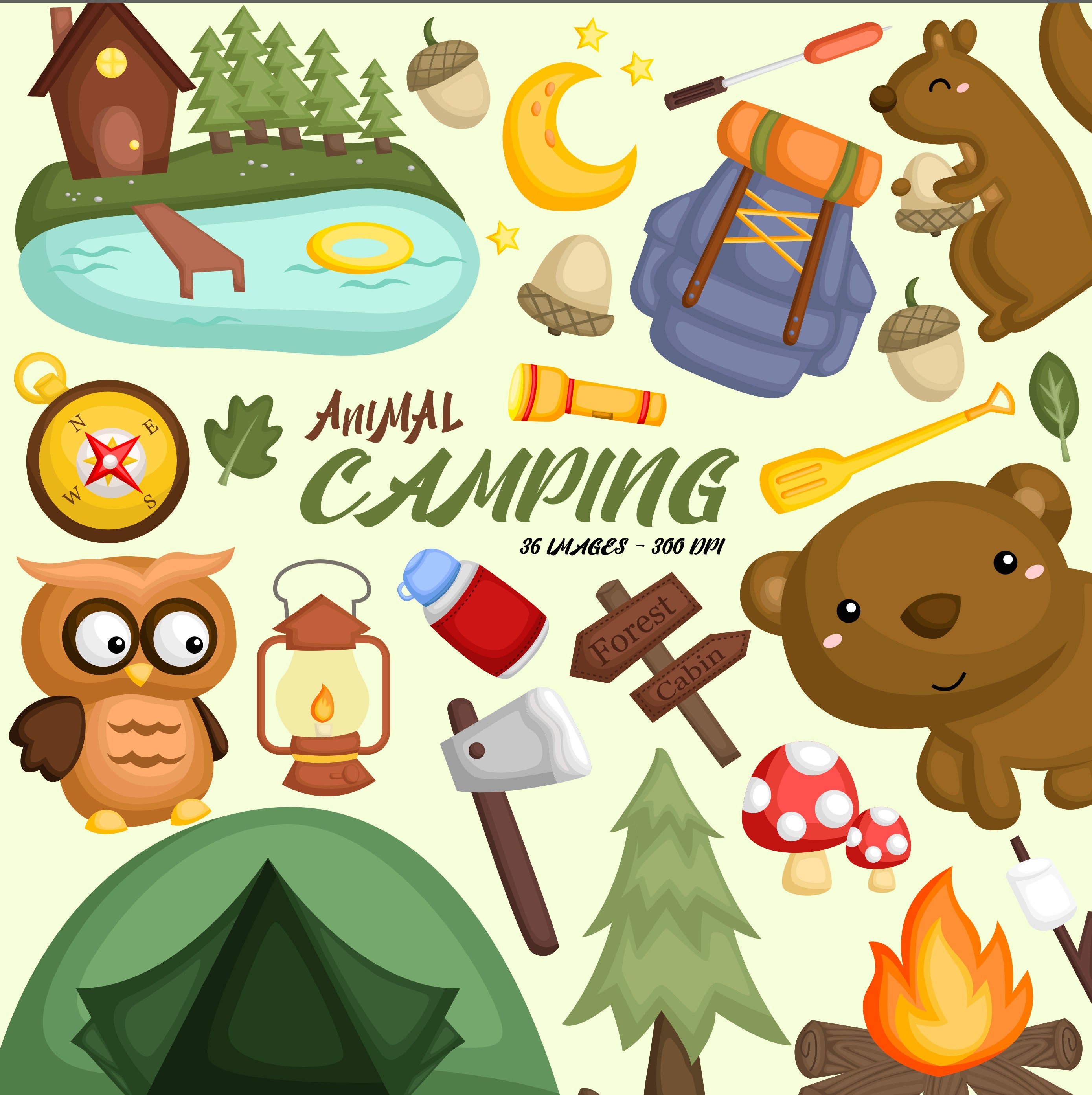 Download Free Animal In Camp Clipart Cute Animal Clip Art Camping And Etsy SVG Cut Files