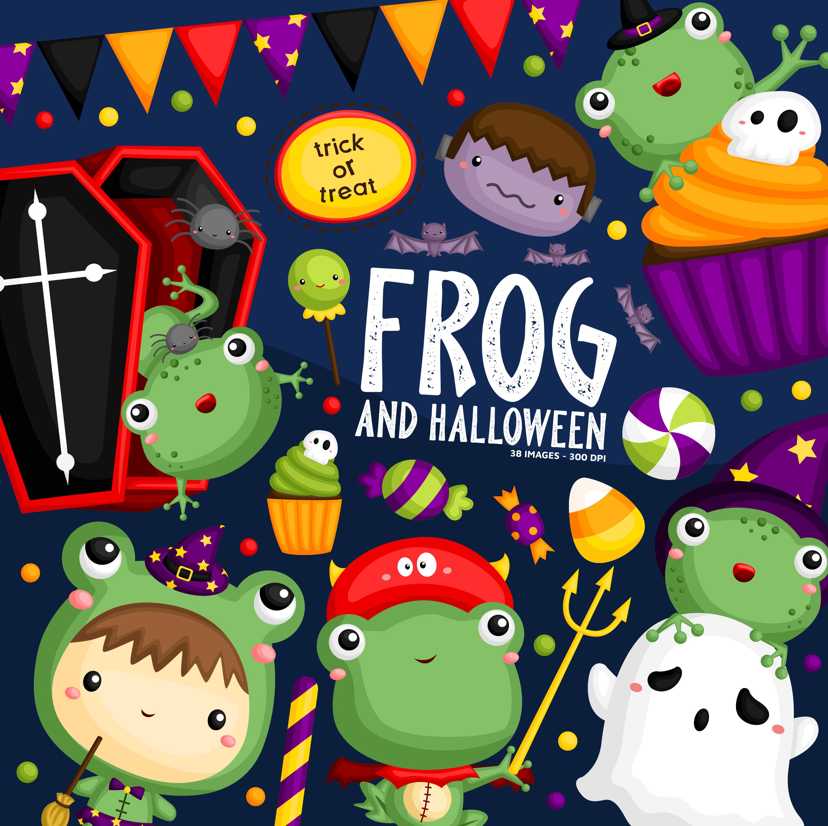 Download Free Halloween Frog Clipart Holiday Celebration Clip Art Cute Etsy SVG Cut Files