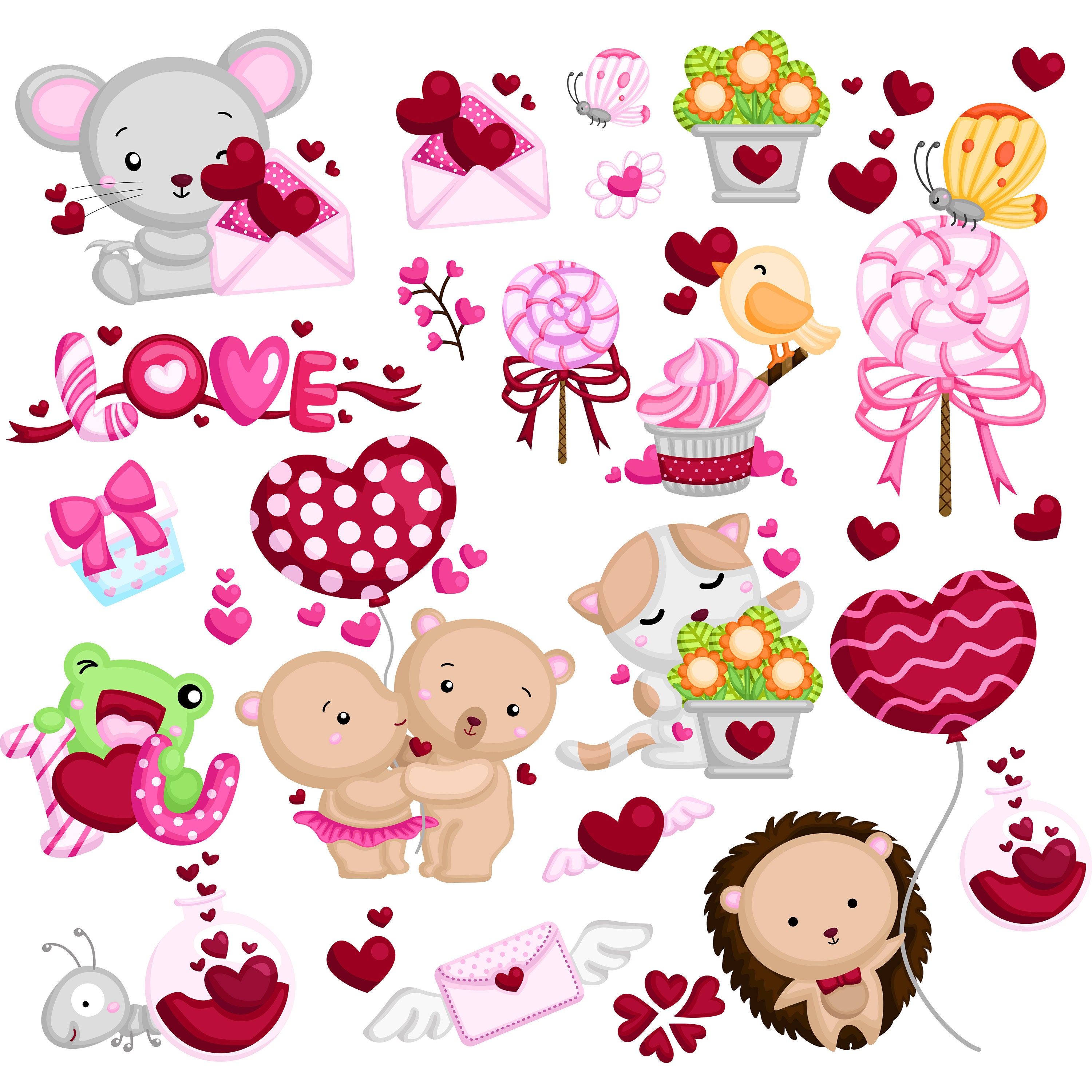Download Animal and Valentine Clipart - Cute Animal in love Clip Art - Kimono - Free SVG on Request