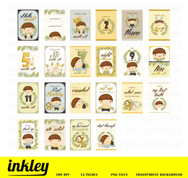 Download Nature Baby Boy Milestone Card Clipart Growing Up Clip Art Etsy