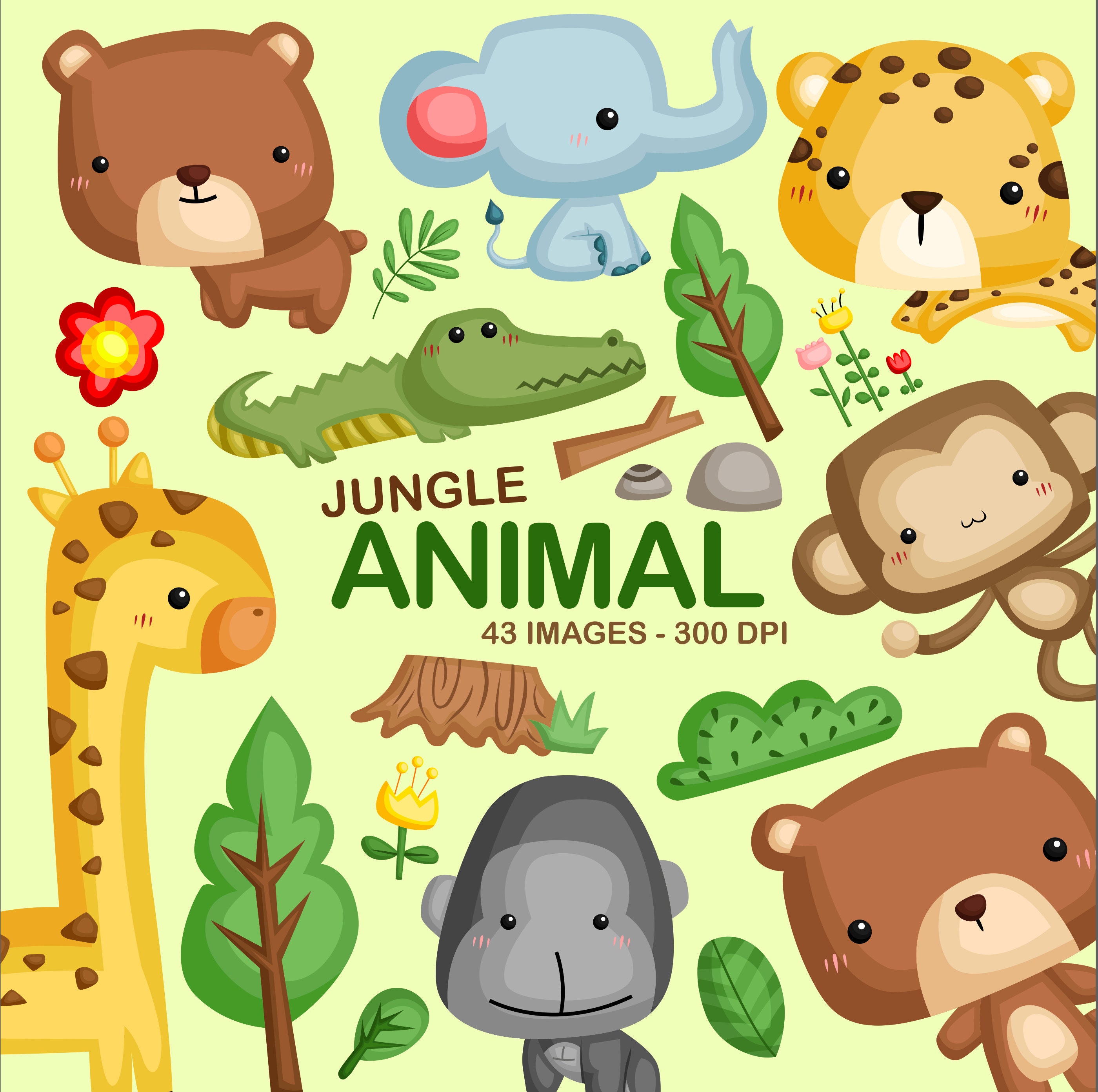 Download Cute Jungle Animal Clipart Wild Animal Clip Art Safari Animal Free Svg On Request