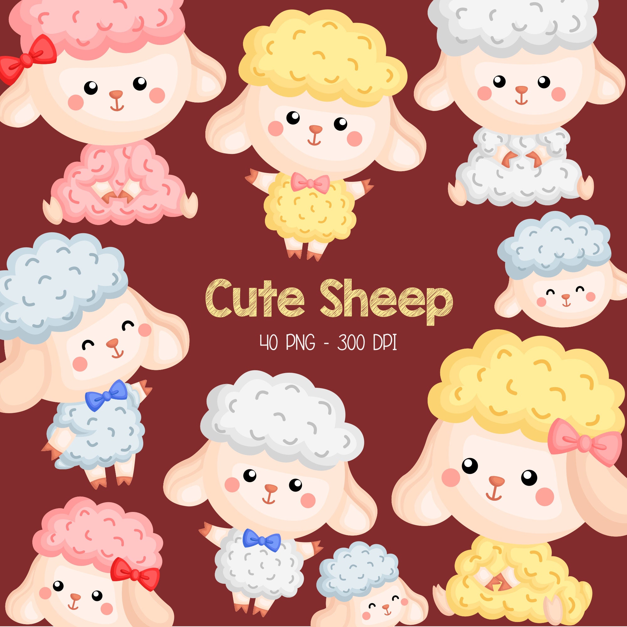 Download Cute Sheep Clipart Cute Animal Clipart Farm Animal Free Etsy