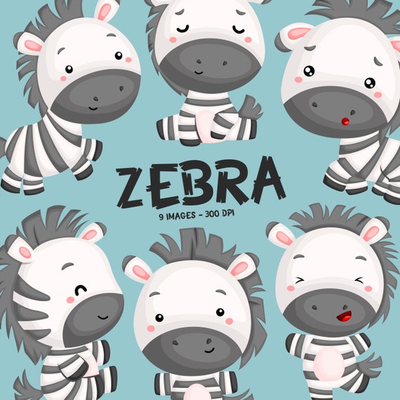 Download Cute Zebra Clipart Cute Animal Clip Art Wild Animal Free Etsy