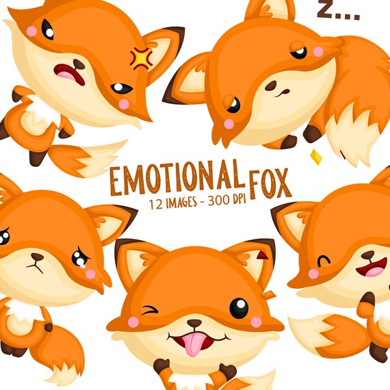 Download Emotional Fox Clipart Cute Animal Clip Art Wild Animal Etsy