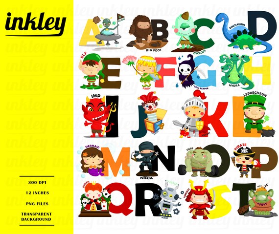 Download Alphabet And Characters Clipart Story And Fantasy Clip Art Etsy