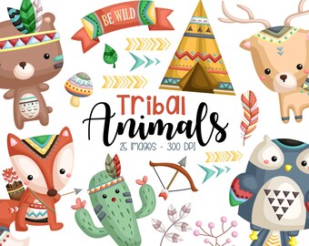 Tribal Animal Clipart - Cute Animal Clipart - Native Tribe Animal - Free SVG on Request