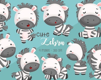 Cute Zebra Clipart - Cute Animal Clip Art - Wild Animal - Free SVG on Request