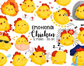 Emotional Chicken Clipart - Cute Animal Clip Art - Emotion Clipart - Free SVG on Request