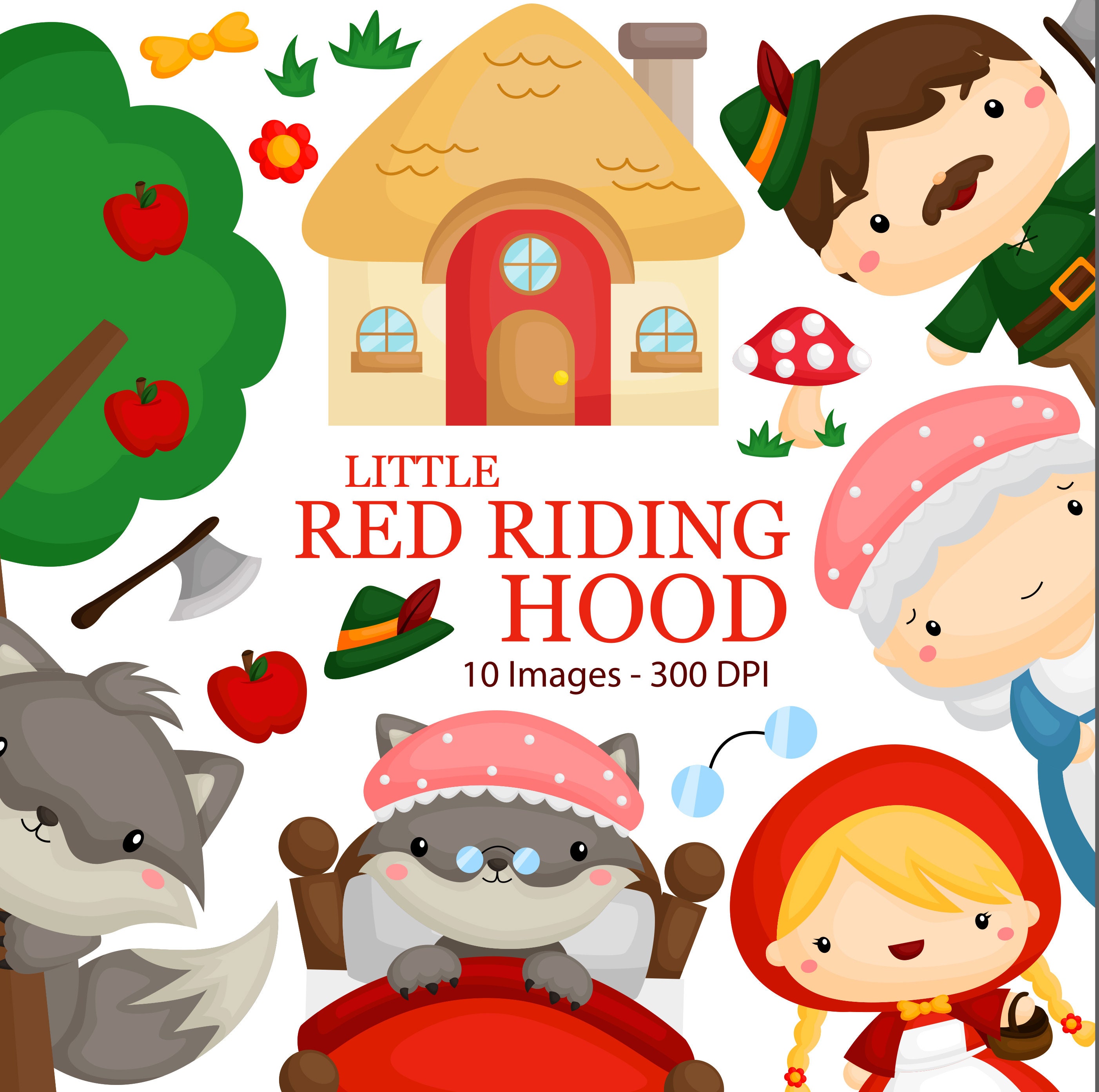 Little Red Riding Hood Clipart Kids Story Clip Art Etsy