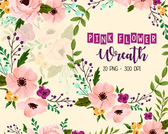 Pink Flower Wreath Clipart - Flower Clipart - Flower Arrangement Clipart - Free SVG on Request
