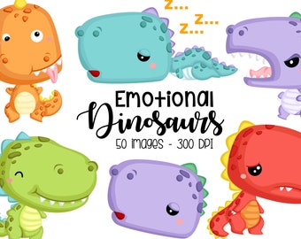 Jurassic Animal Clipart - Cute Dinosaur Clipart - Emotion Clipart - Free SVG on Request