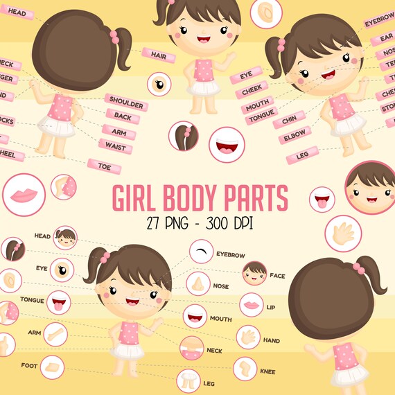 Girl Body Parts Clipart Kids Body Part Chart Clip Art | Etsy