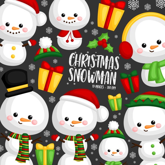 Download Christmas Snowman Clipart Snowman In Winter Clip Art Etsy