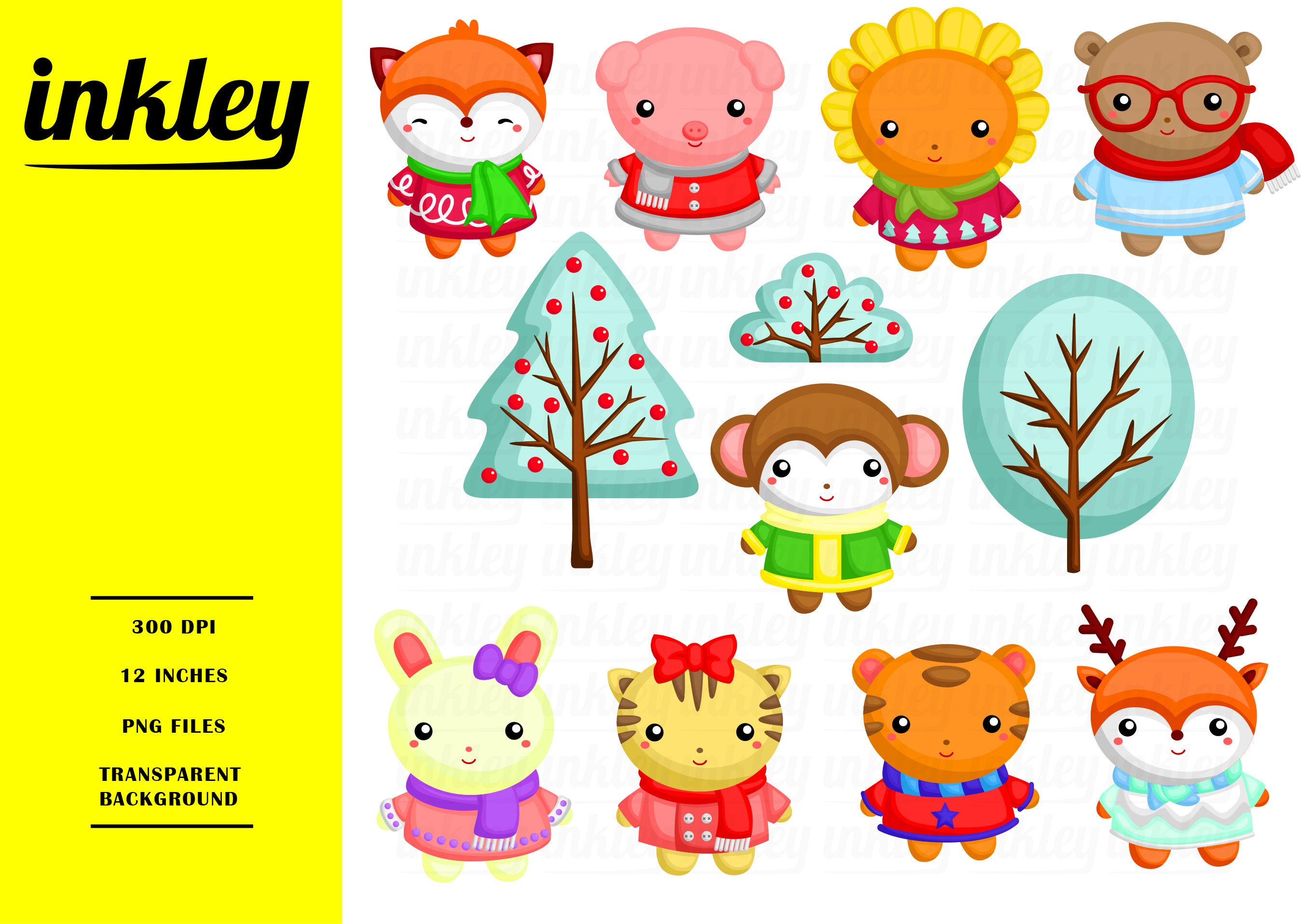 Winter Animal Clipart Winter Animal Clip Art Winter Animal | Etsy