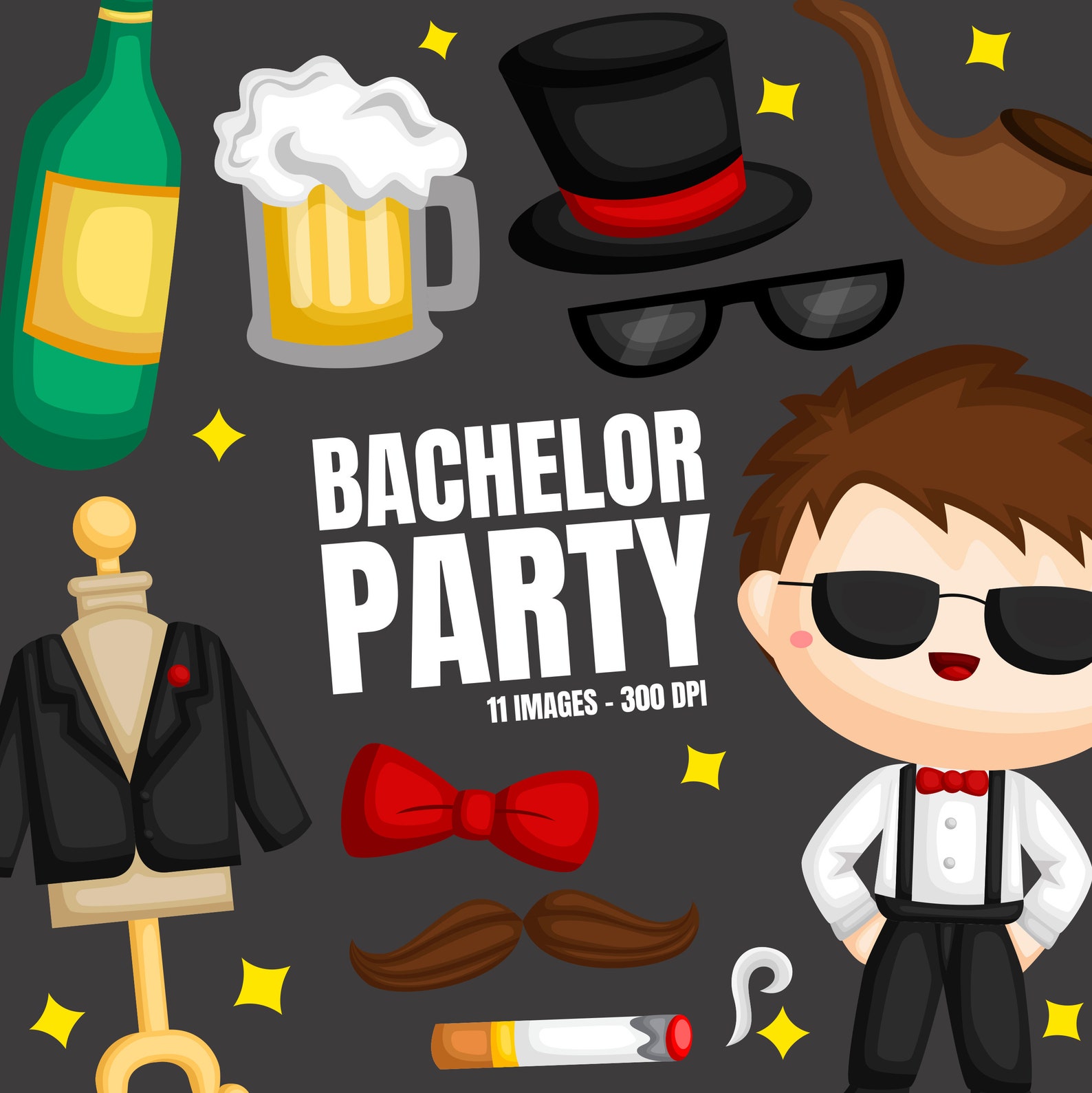 Bachelor Party Clipart Wedding Party Celebration Clip Art | Etsy