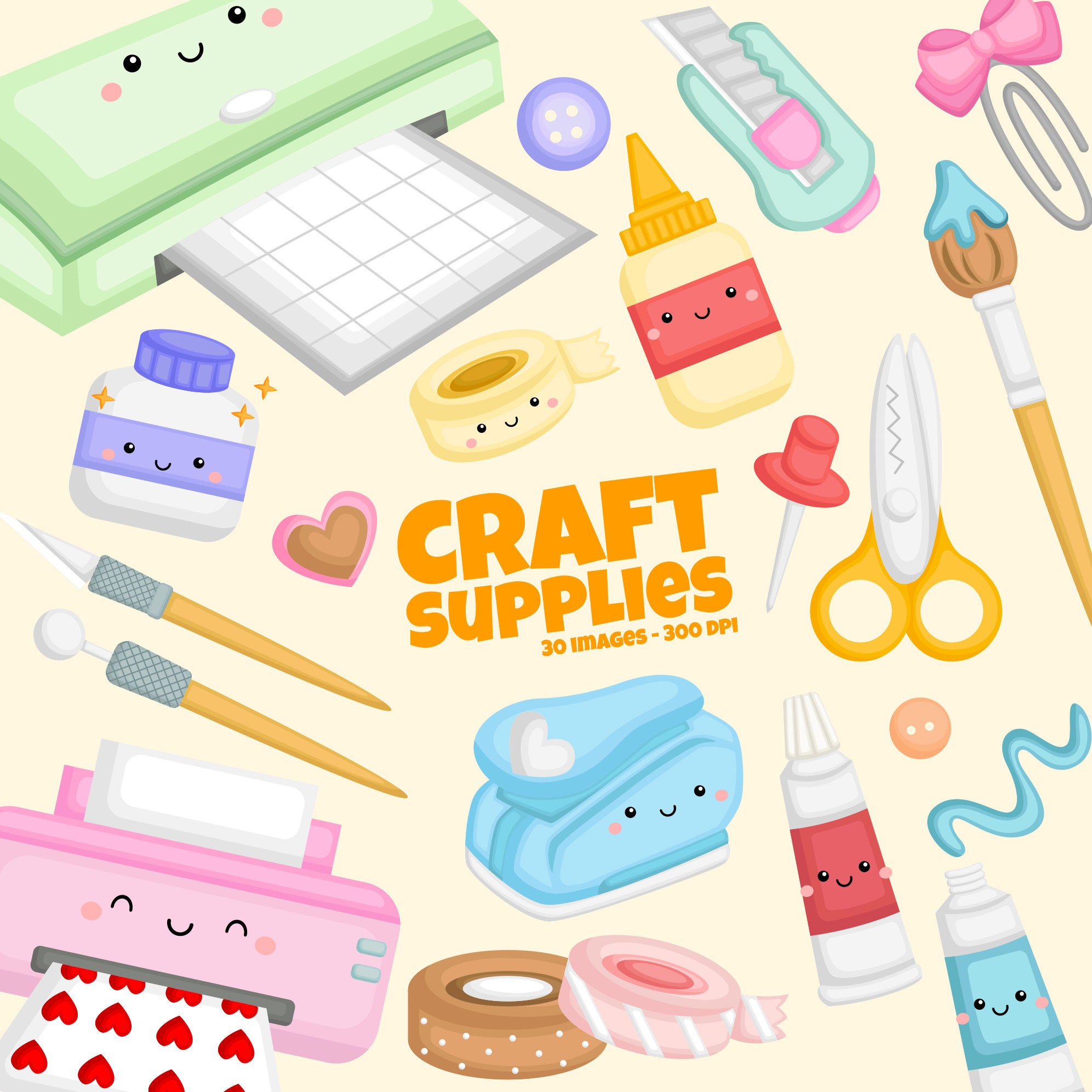 Craft Supplies Clipart - Hobby Clip Art - Equipment Clipart - Free SVG