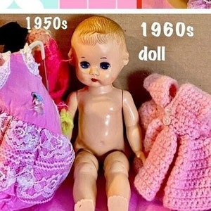 Ideal 1950s “Lolly” sleepy eyes WALKER DOLL Adorable Vintage Molded hair with imperfections Including 3 tlc Dresses & 1 Nice Dress