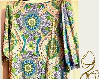 Tommy Hilfiger Paisley Shift Dress - Retro Colorful Print - Size Medium