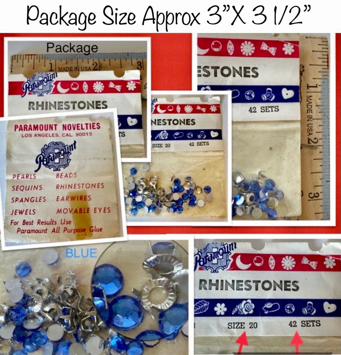 Vintage Paramount Novelties package of rhinestones Etsy