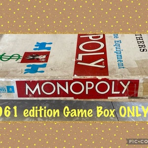 ALLEEN vintage MONOPOLY doos uit 1961!  Breng deze klassieke doos weer tot leven. Maak een puzzel van het karton, bewaar kunst, foto's, enz. van je kind!