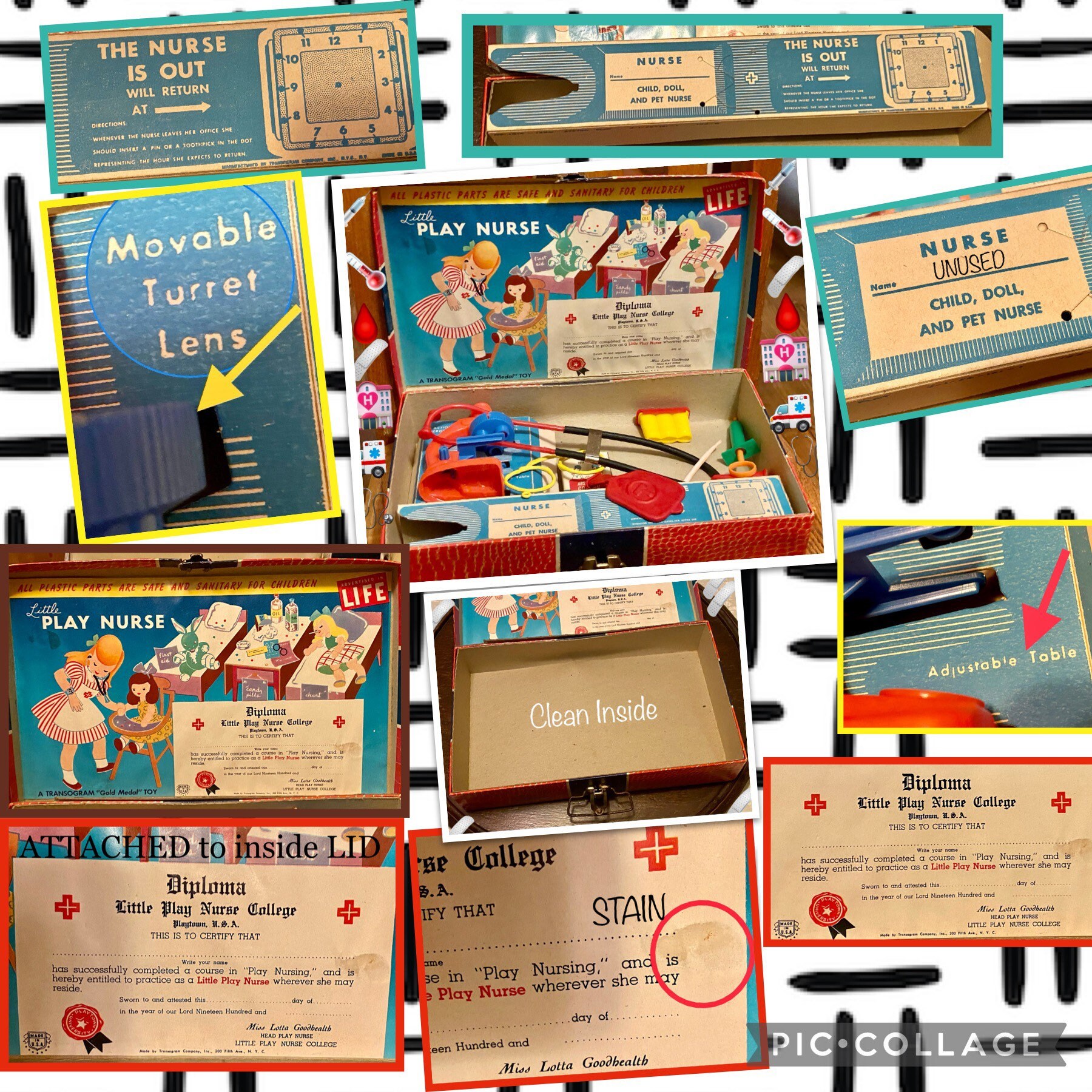 Vintage Little Play Nurse By Transogram made in USA 1320-0750 Nurse Kit ...