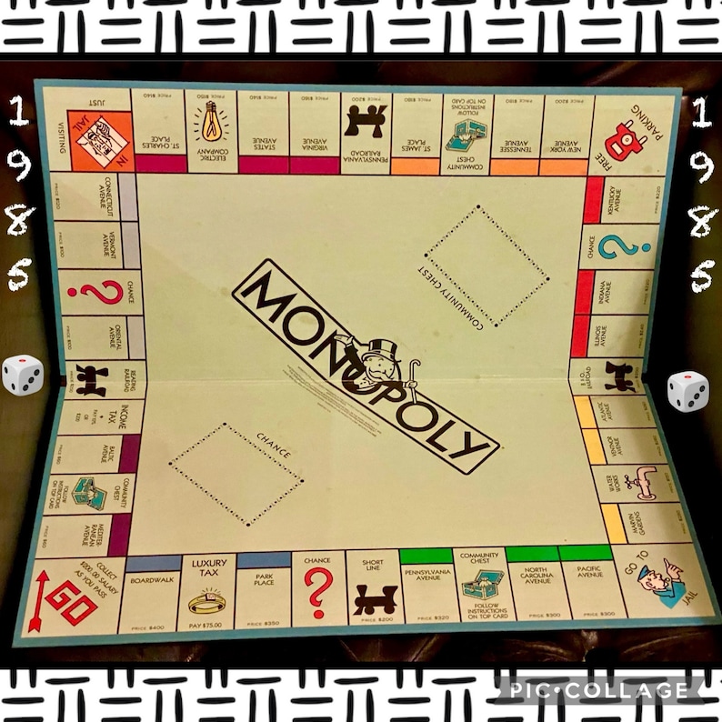 Vintage 1985 Monopoly Game Board Replacement, Wall Decor - Etsy