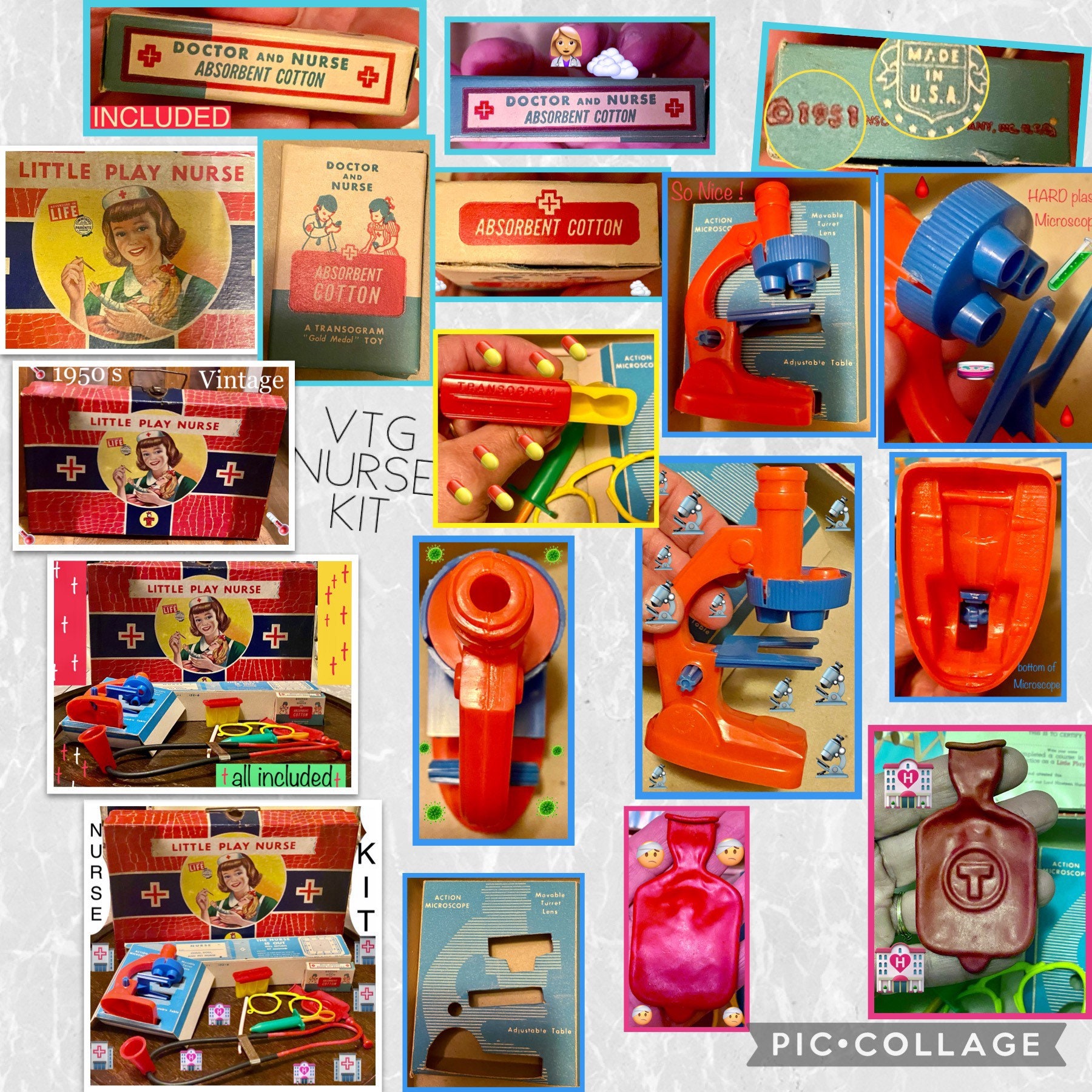 Vintage Little Play Nurse By Transogram made in USA 1320-0750 Nurse Kit ...