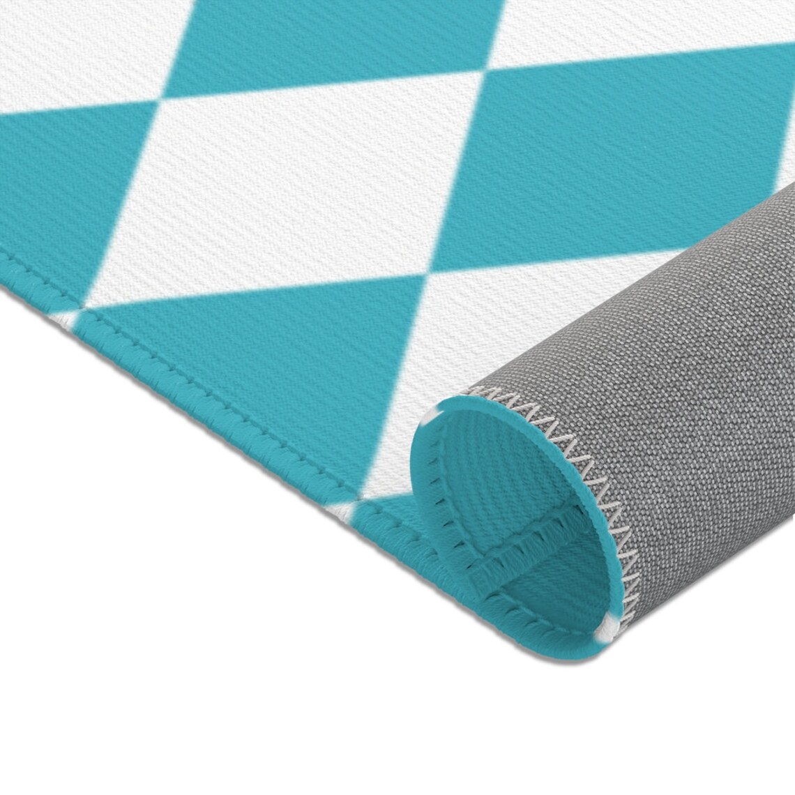 Blue And White Checkered Rug Etsy