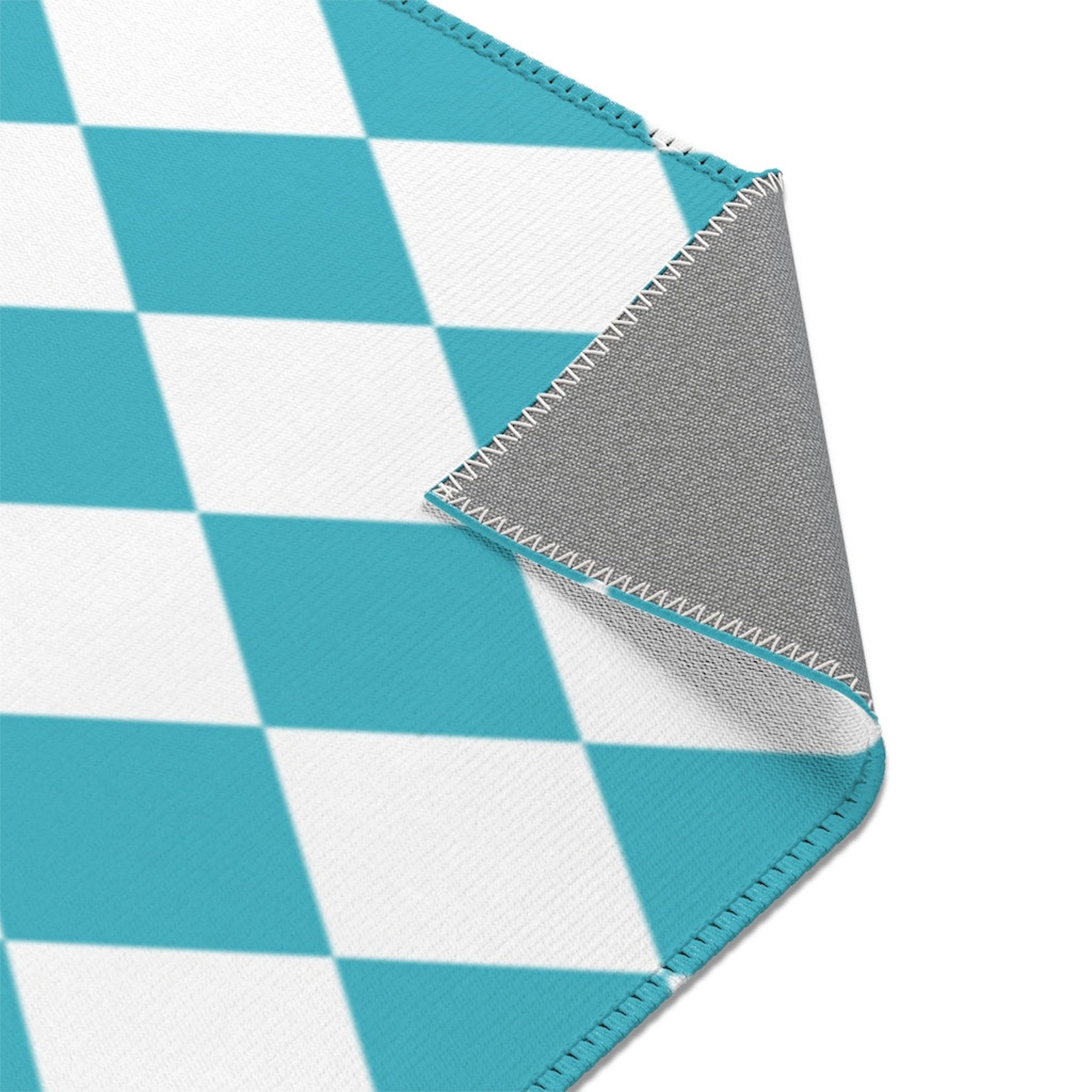 Blue And White Checkered Rug Etsy