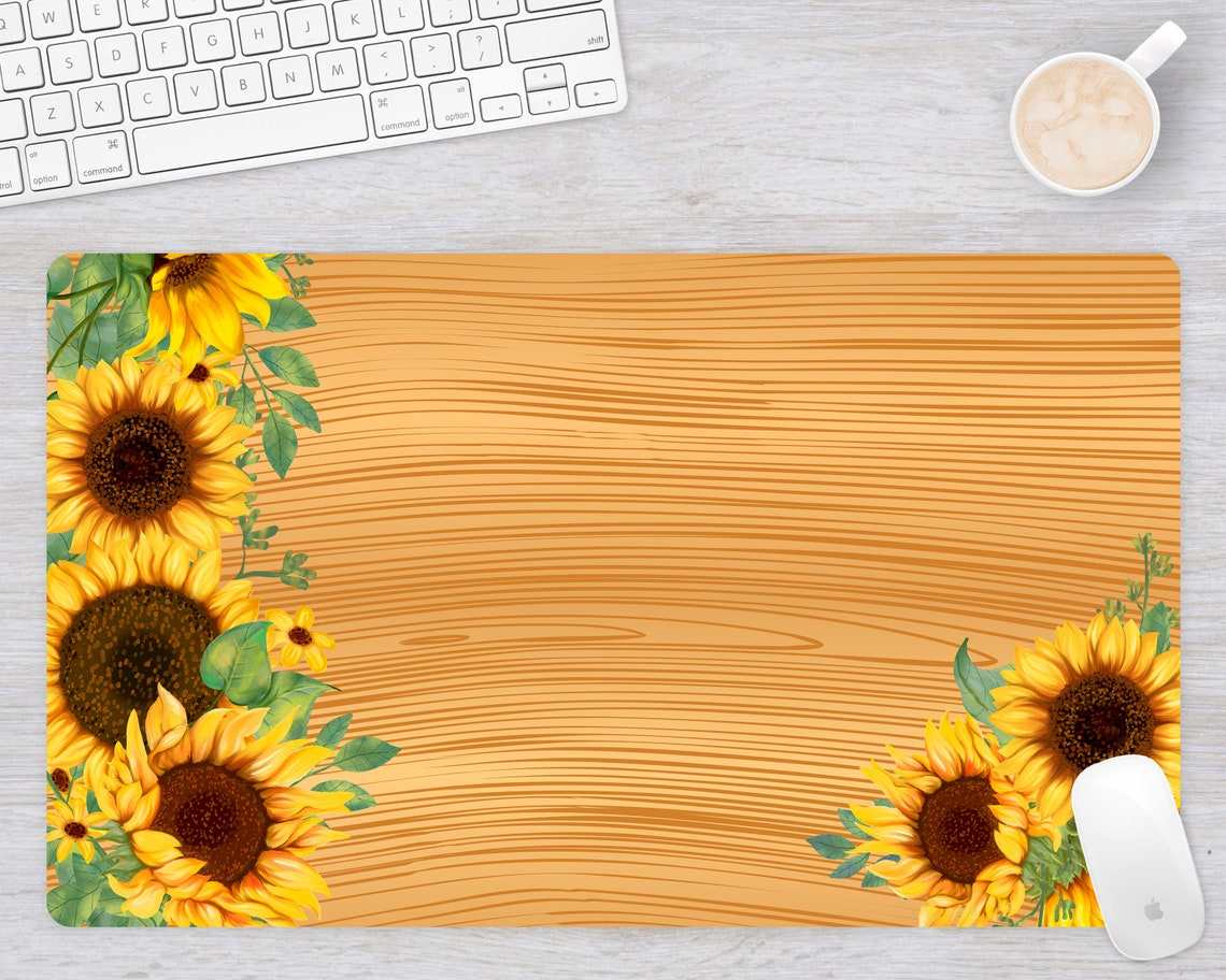 Sunflower Desk Mat Floral Mouse Pad Flower Desk Pad Etsy