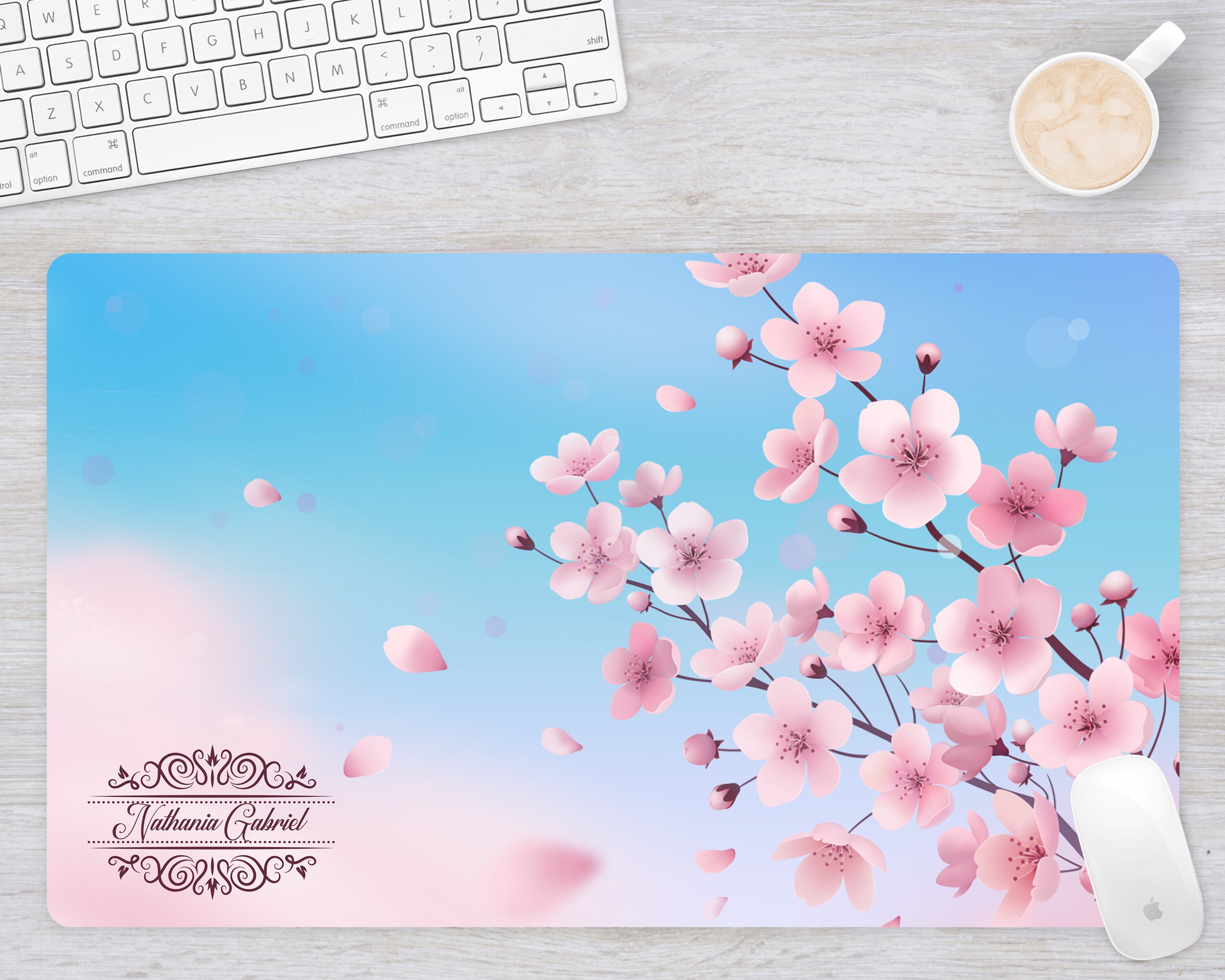 Cherry Blossom Desk Mat Japanese Desk Mat Personalized Desk Etsy